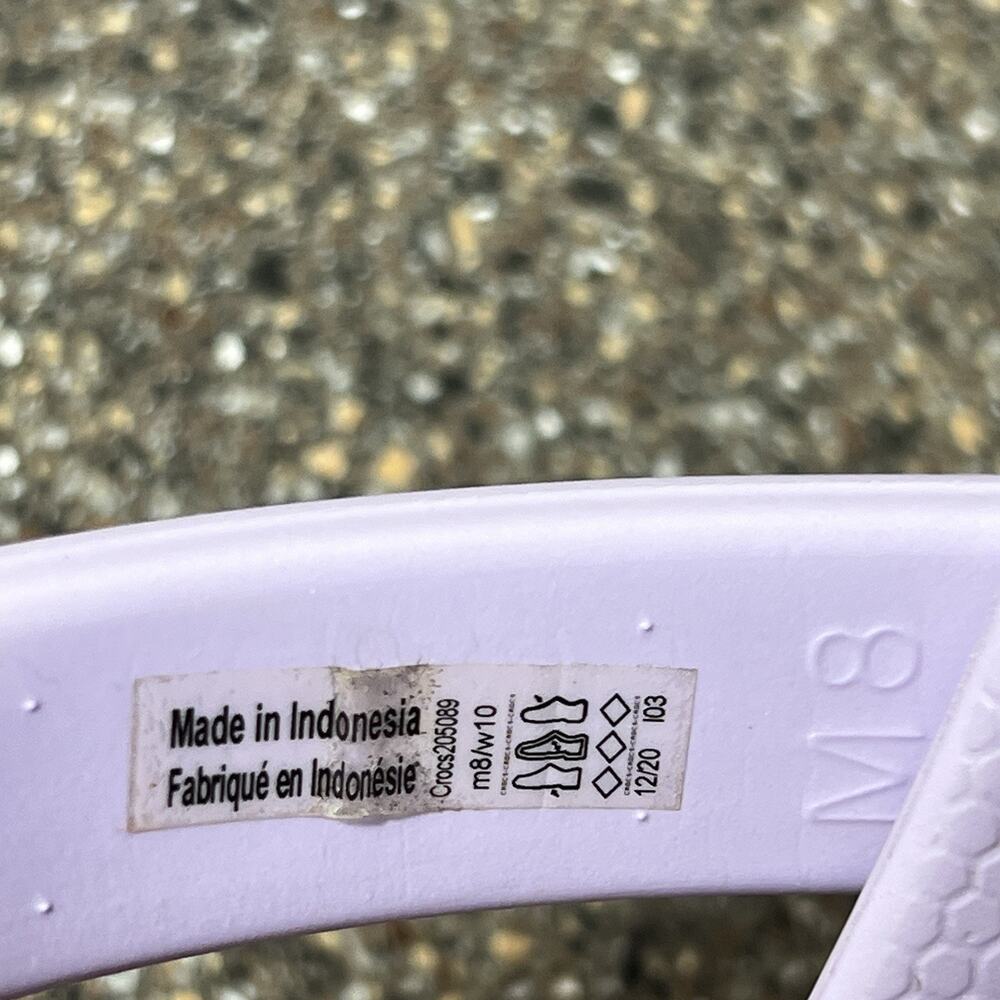 CROCS Iconic Comfort Womens Sz 10 Slip On Rubber Purple Clogs Shoes Mens 8 Mules - Picture 11 of 11
